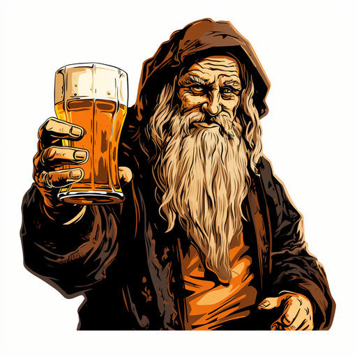 Beer illustration in the style of Chiaroscuro Art, on white background