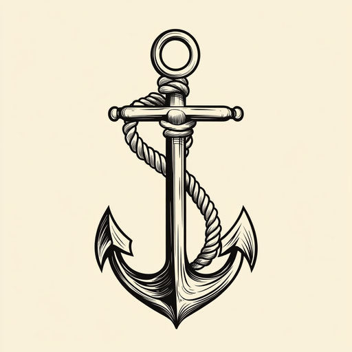 Minimalist forearm tattoo sketch with anchor design