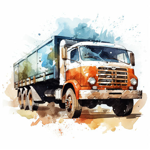 Truck clipart in the style of Oil painting, on a white background