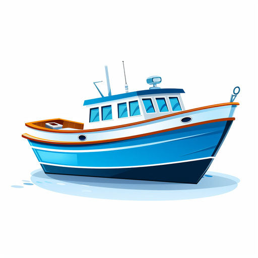 Boat drawing in Minimalist style, on white background