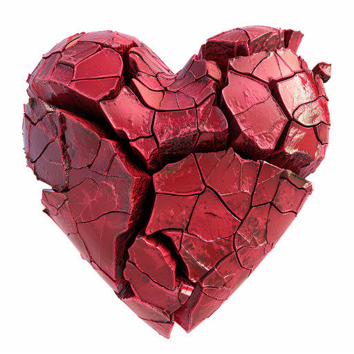 Broken heart 3D animation illustration on white background