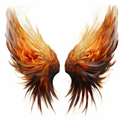 Wings clipart in the style of Oil painting, on a white background
