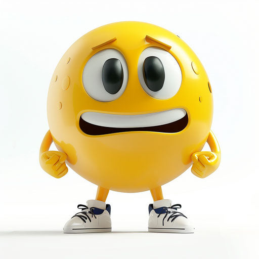 Yellow mascot with smile and white shoes