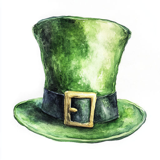St. Patrick's Day hat on white background, detailed watercolor