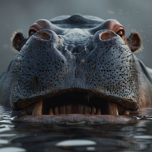 Perspective view from inside a hippo's mouth