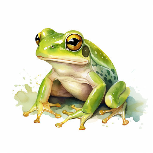 Adorable frog drawing in the style of oil painting, on white background