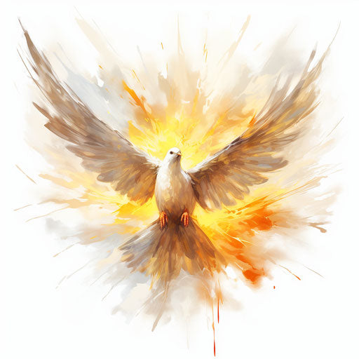 Holy spirit clipart in the style of oil painting, on white background