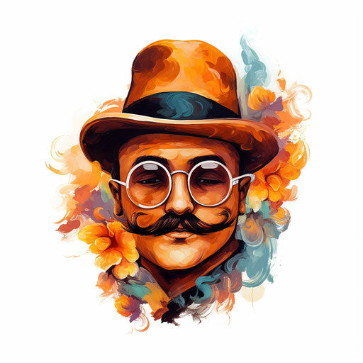 Mustache clipart in the style of an oil painting