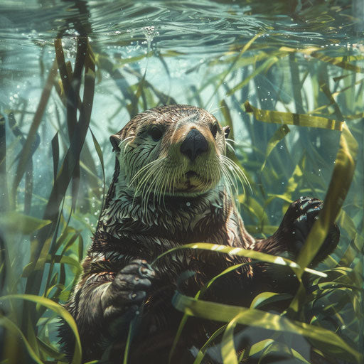 Sea otter in seagrass beds