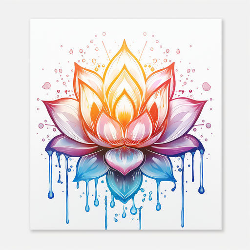 Colorful lotus flower with swirling details