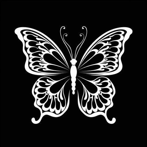 Butterfly design template, minimalist black and white drawing