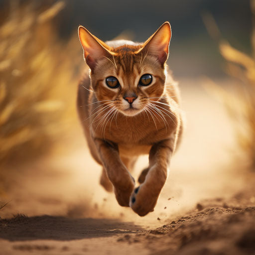 Abyssinian cat on the run