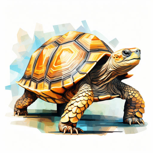 Tortoise clipart in the style of Oil painting on white