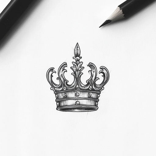 Flat tattoo sketch with small crown design