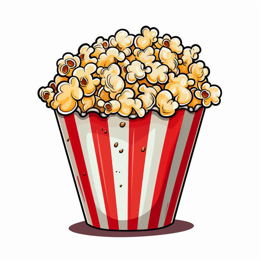 Popcorn illustration in the style of Chiaroscuro Art, on white background