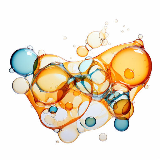 Oil painting style bubbles on white background