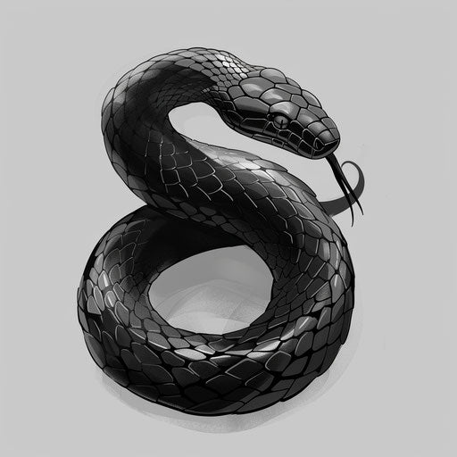 Tattoo sketch of a black mamba in minimalist style