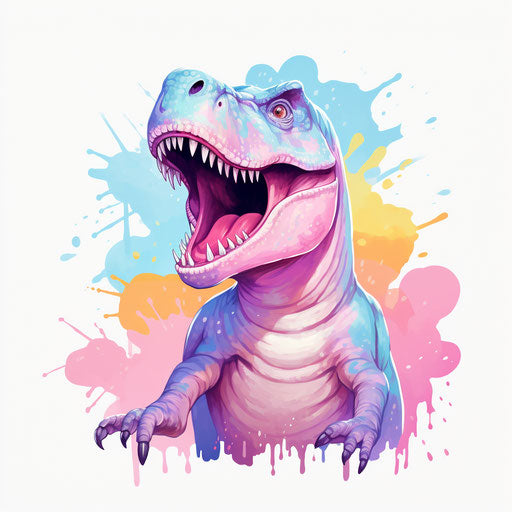 T-rex illustration in the style of Pastel Colors Art, on white background