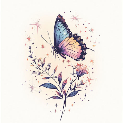 Meaningful small tattoos for females with butterfly and stars