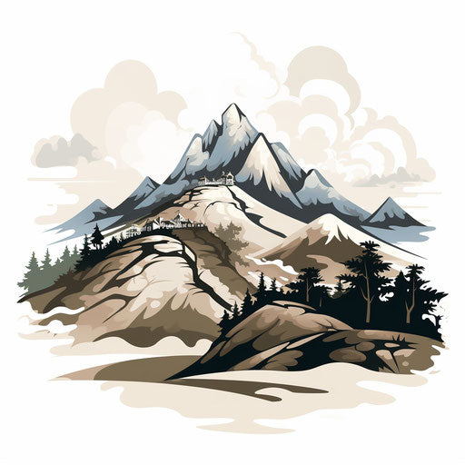 Hill illustration in the style of Chiaroscuro Art