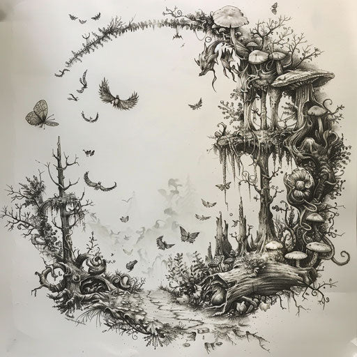 Enchanting sketches in the mystical forest