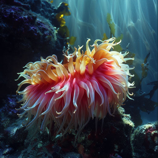 Sea anemone in dramatic light and shadow composition