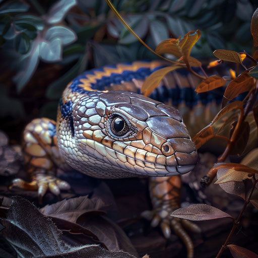 Blue tongue skink in natural habitat