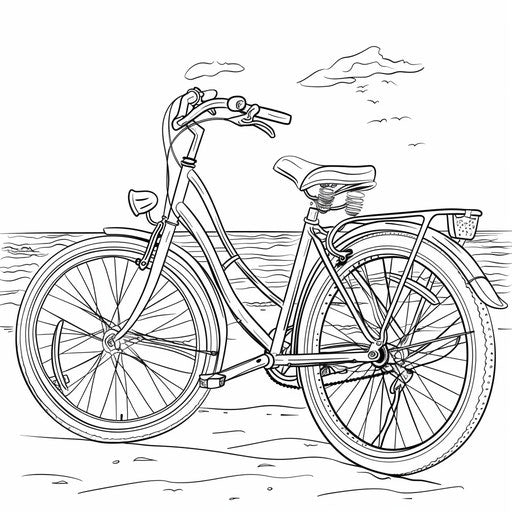 Bicycle with bell and headlight, coloring book page