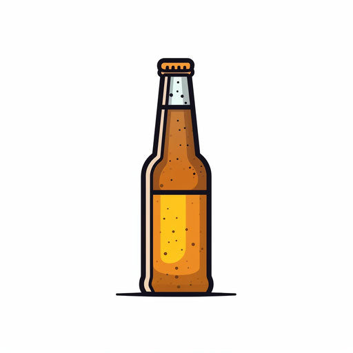 Minimalist beer bottle on white background