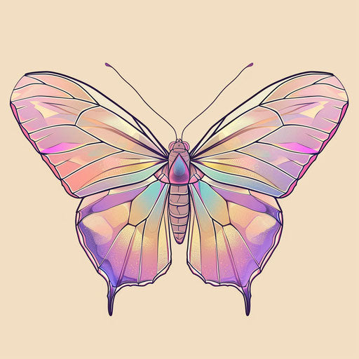 Elegant butterfly with translucent and pastel wings