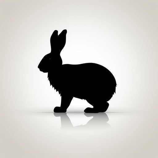 Rabbit silhouette on light background, cartoonish design, glossy
