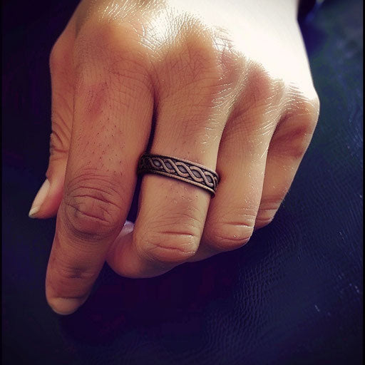 Tattooed wedding ring with Celtic knot