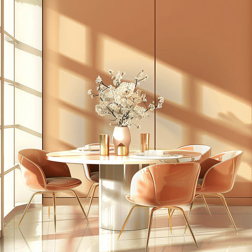 Dining room clipart with flat background, metallic sheen