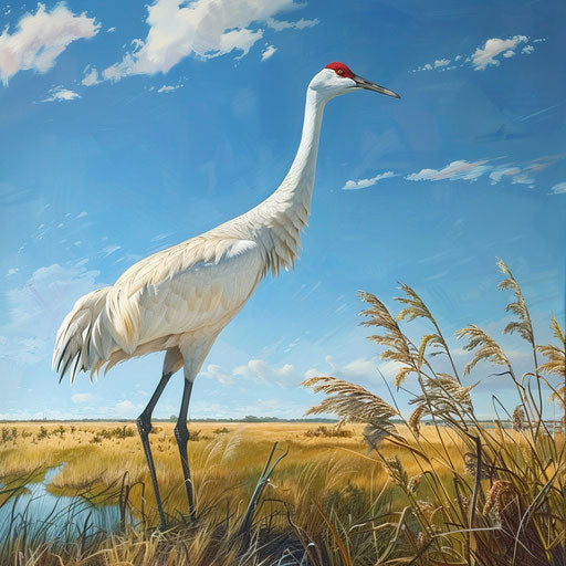 Coastal habitat of a wild whooping crane