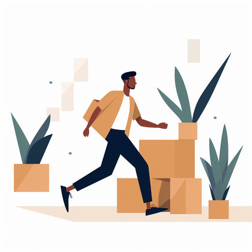 Moving clipart in the style of Minimalist, on white background