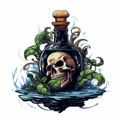 Poison clipart in the style of Oil painting, on a white background