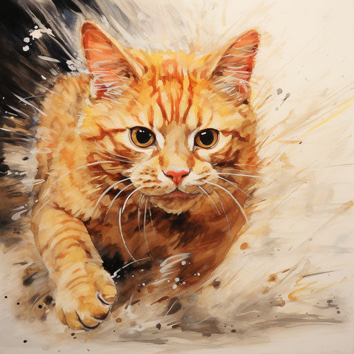 Orange cat on the run