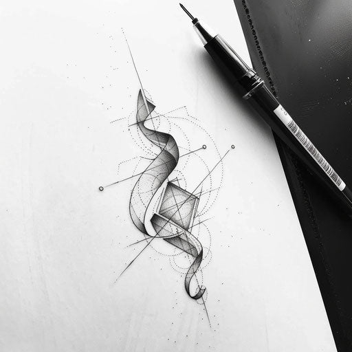 Minimalist ribbon tattoo sketch design