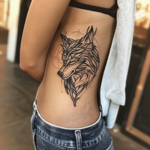 Tribal wolf rib tattoos, Glenn Fabry style