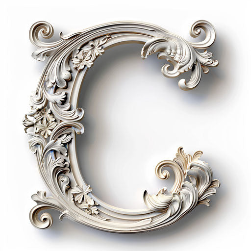 Realistic letter c clipart on flat white background