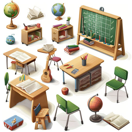 Classroom rules clipart in a photo realistic style