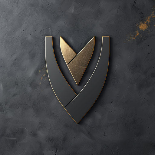 Sophisticated logo with minimalist design and gold accents on dark grey background
