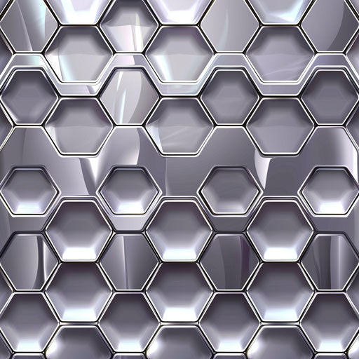 Flat metallic silver backdrop with realistic honeycomb clipart