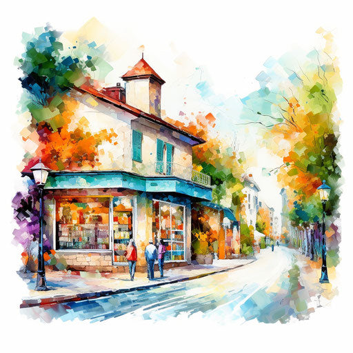 Impressionistic Art of a pharmacy on white background