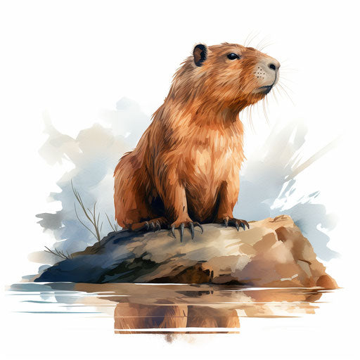 Capybara clipart in the style of Chiaroscuro Art, on white background