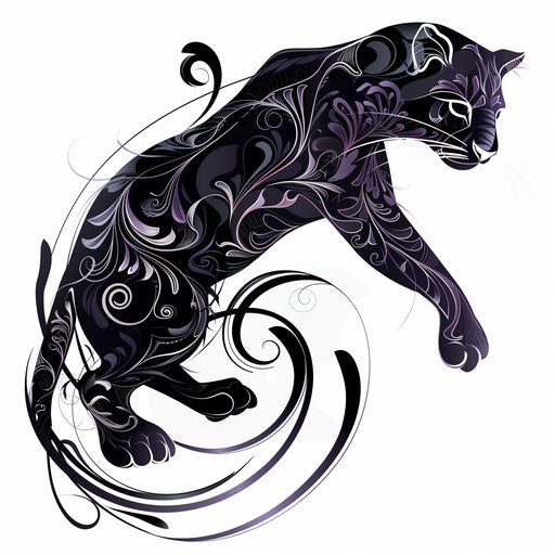 Black panther tattoo inspired by Art nouveau