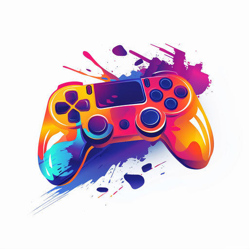 Contemporary gamers logo with abstract elements and a vibrant color scheme, on a white background
