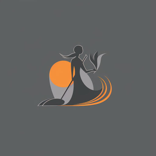 Minimalist cleaning logo with a grey background and simple shapes