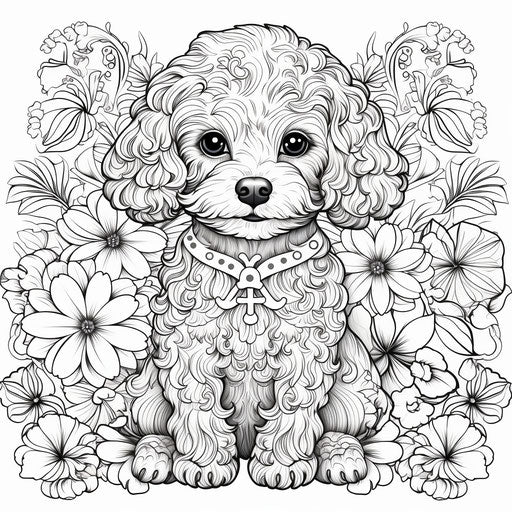 Dog drawing for adult coloring books free