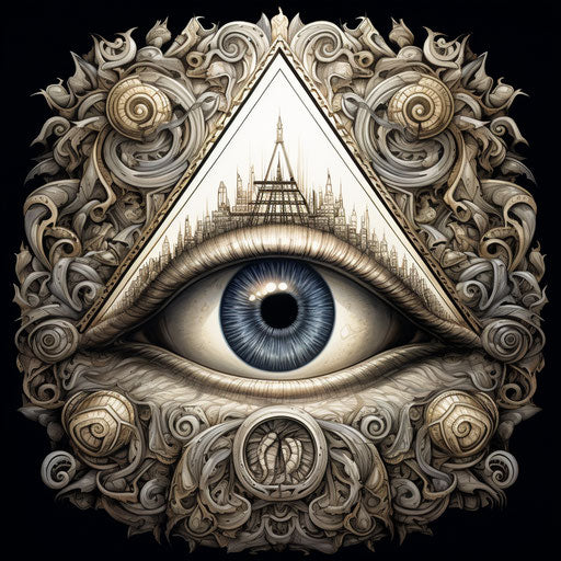 Triangle eye, Renaissance influenced, massurrealism, strong light